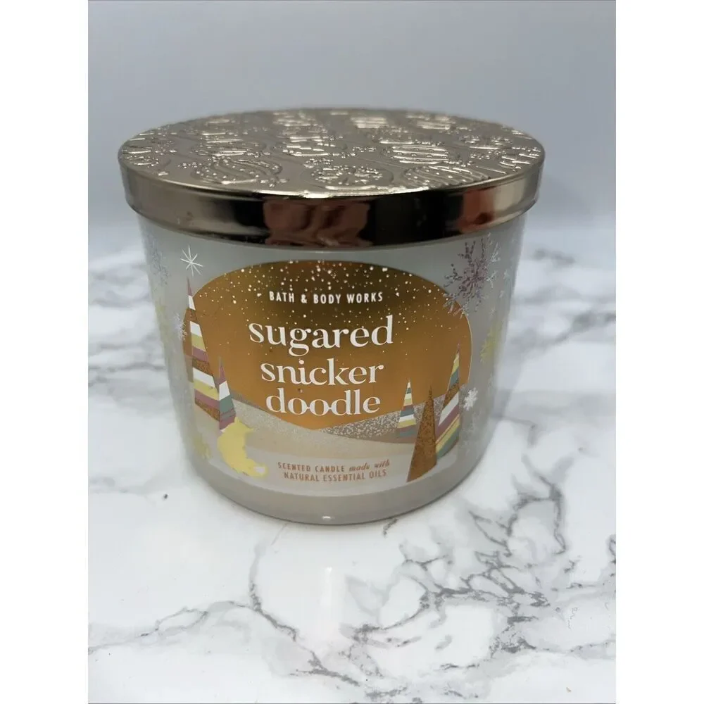 BATH BODY WORKS Sugared Snickerdoodle 3 Wick 45 Hour Candle-NEW! - Picture 1 of 4
